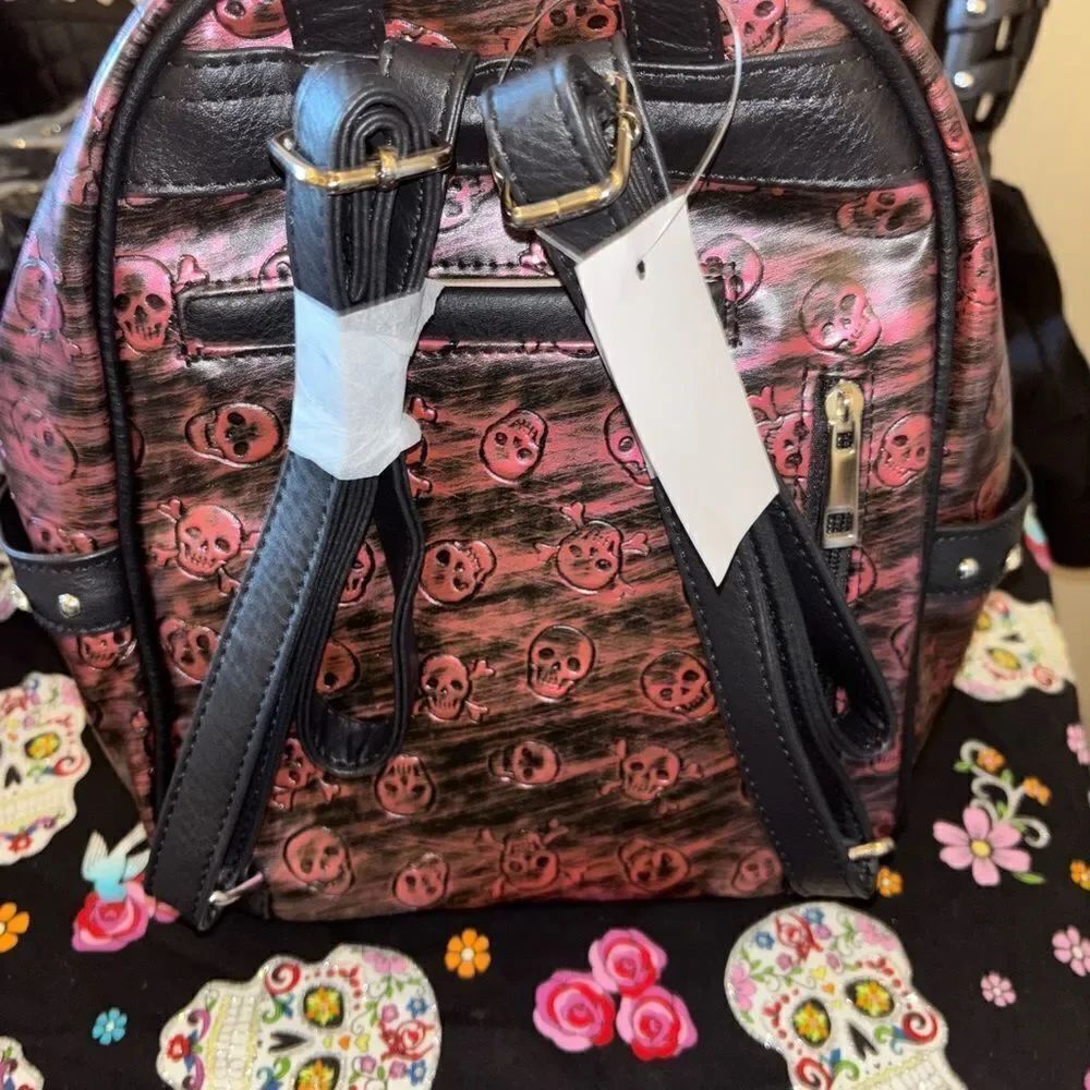 Pink 3D Skull Studded Backpack - Picture 5 of 6